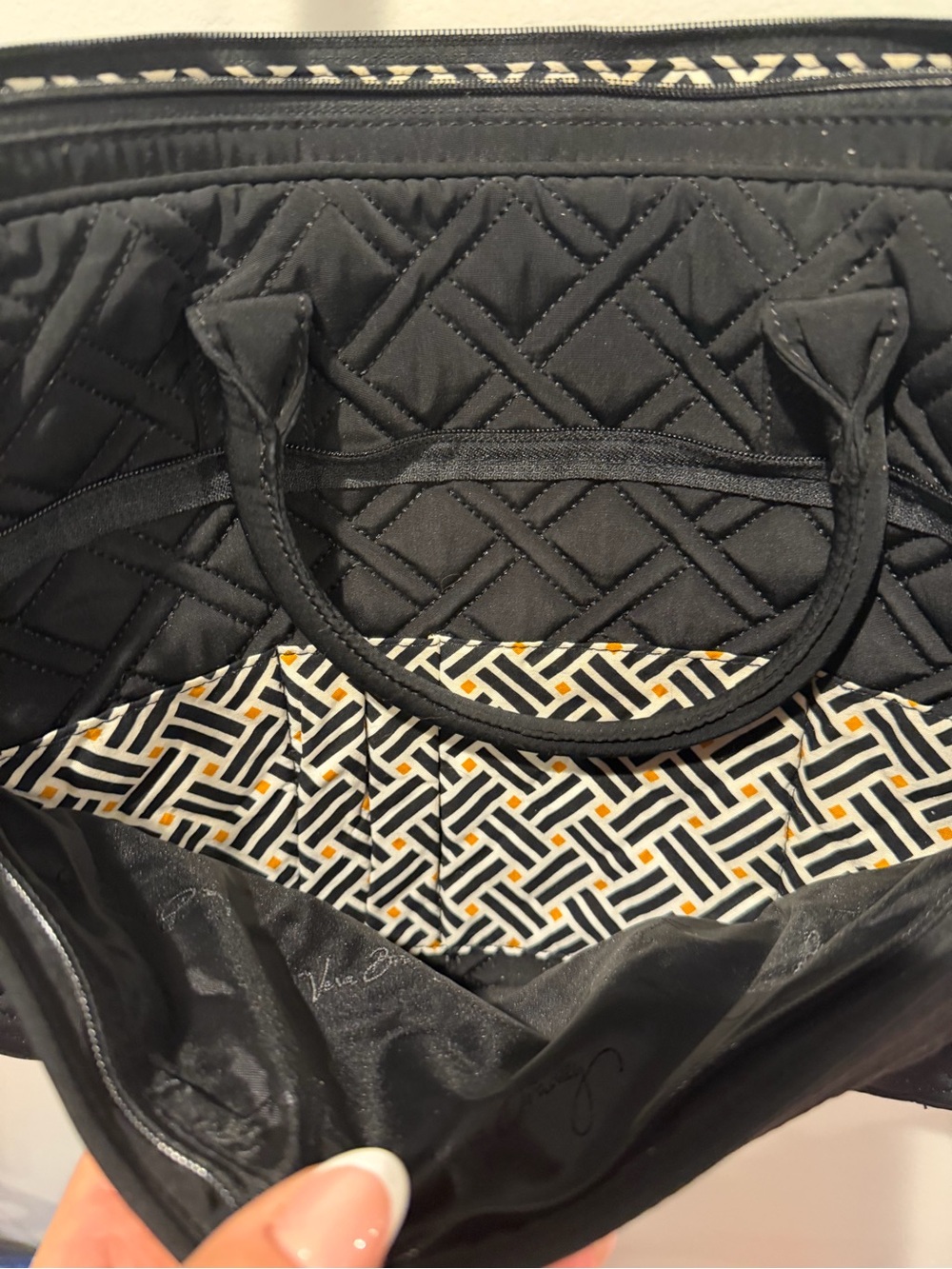 Vera Bradley Classic Black Quilted Laptop Crossbody Messenger Bagy Work Tote - Picture 3 of 6